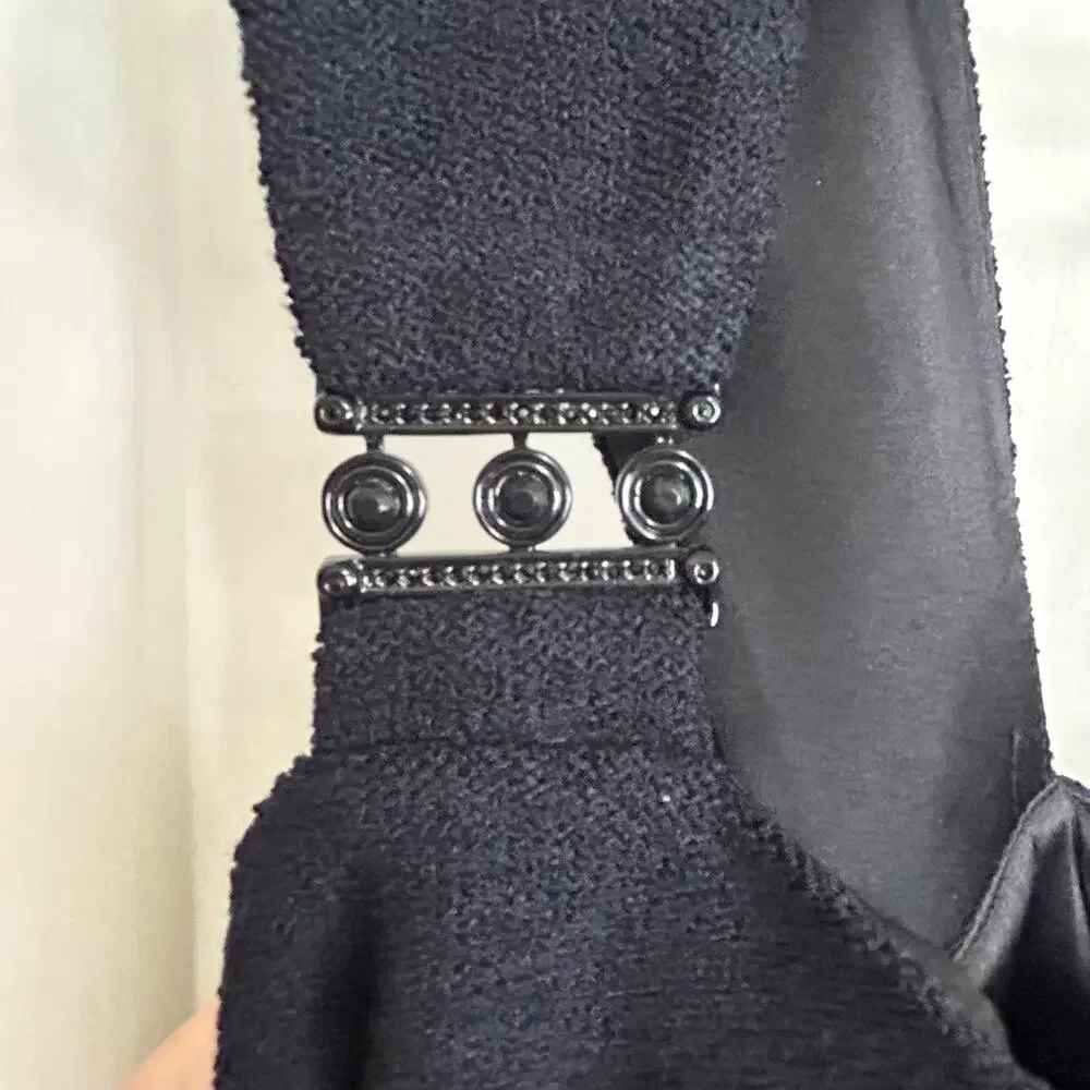 St. John Couture Black Sleeveless Twill Knit Cocktail‎ Dress Women's Size 12 HTF